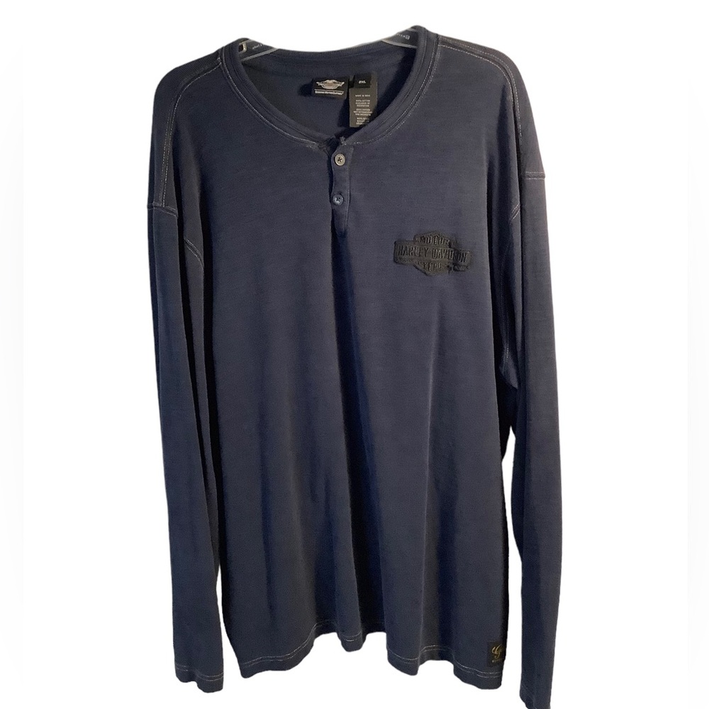 Harley Davidson Blue long sleeve thermal shirt 2XL